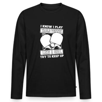 Table Tennis Ping-Pong - Men's Premium Organic Long Sleeve Shirt - black - Front - Nico (187cm)