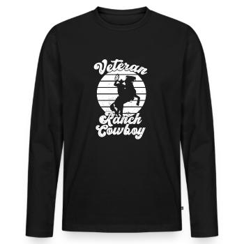 Rodeo Cowboy Veteran Ranch Cowboy - Männer Premium Bio Langarmshirt - Schwarz - Vorne - Nico (187cm)