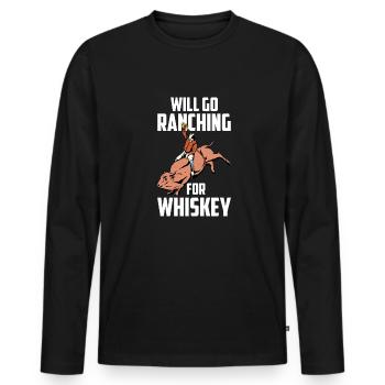 Rodeo Cowboy Whiskey Ranch Cowboy - Männer Premium Bio Langarmshirt - Schwarz - Vorne - Nico (187cm)