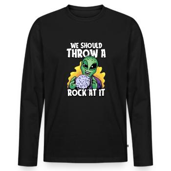 Space Space Funny Astroid Redirection - T-shirt manches longues Premium bio Homme - noir - Devant - Nico (187cm)