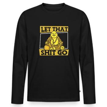 Buddha Buddhist Lustig - Männer Premium Bio Langarmshirt - Schwarz - Vorne - Nico (187cm)