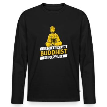 Buddha Buddhist Philosophie - Männer Premium Bio Langarmshirt - Schwarz - Vorne - Nico (187cm)