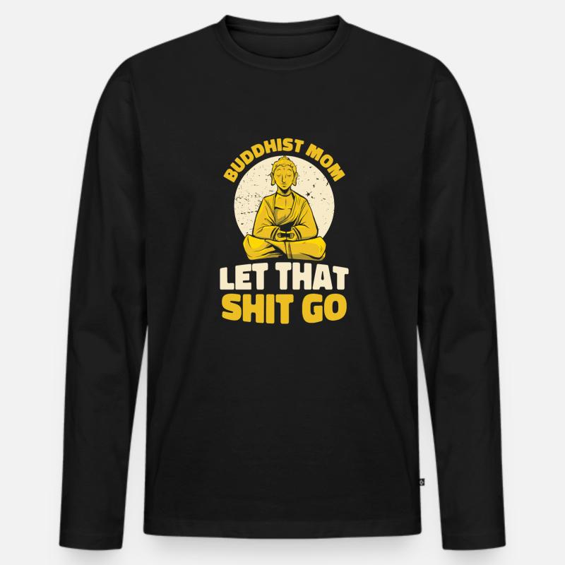 Buddha Buddhist Mutter - Männer Premium Bio Langarmshirt - Schwarz