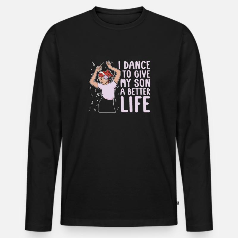 Mom Mutter Sohn Tanz Mutter - Männer Premium Bio Langarmshirt - Schwarz