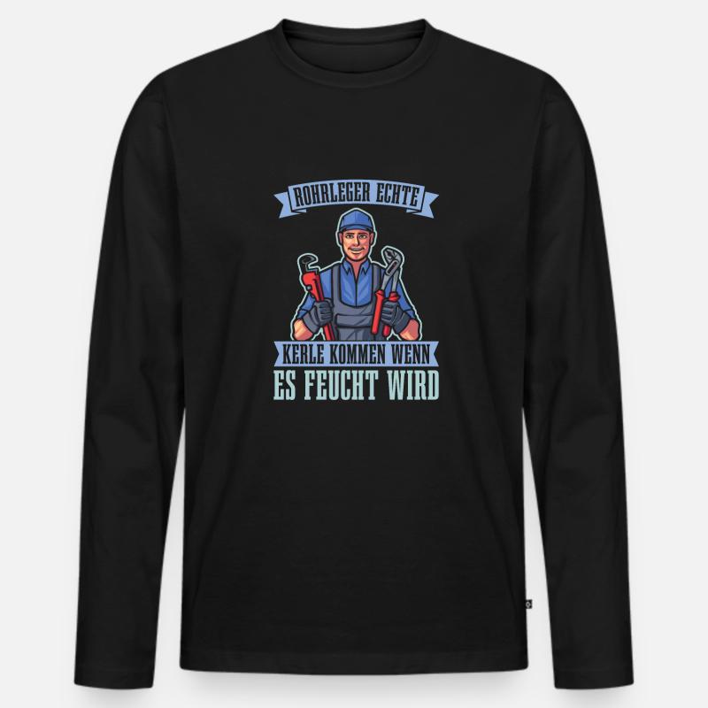 Rohrleitungsbauer Lustig - Männer Premium Bio Langarmshirt - Schwarz