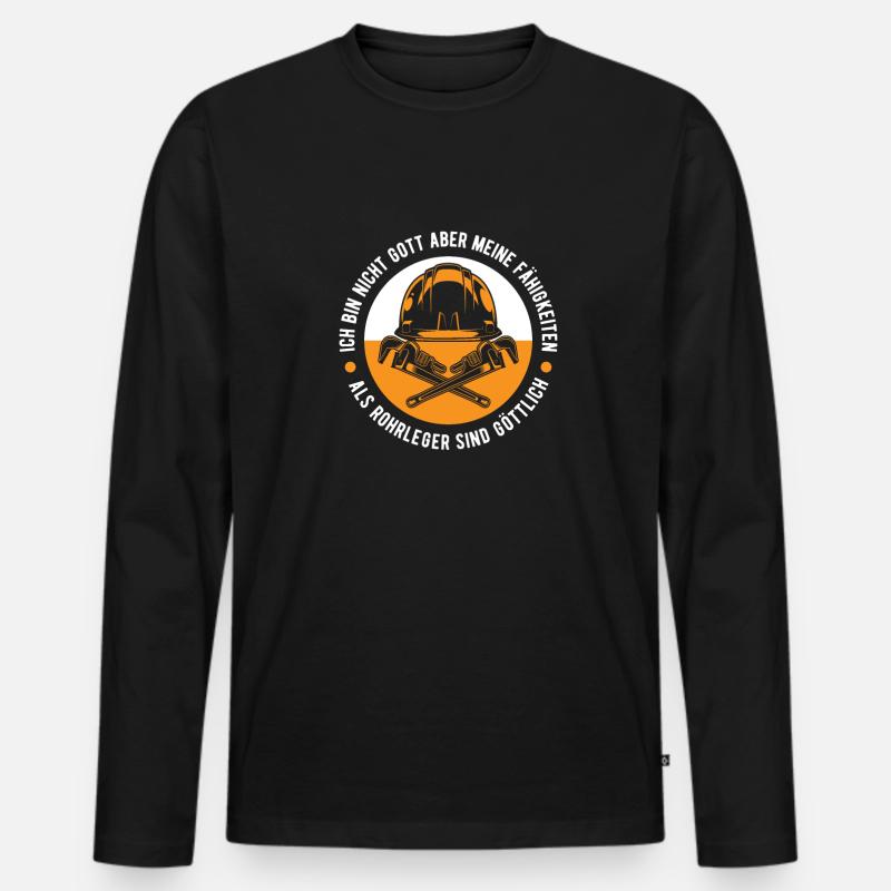 Rohrleitungsbauer Lustig - Männer Premium Bio Langarmshirt - Schwarz