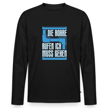Rohrleitungsbauer Witzig - Männer Premium Bio Langarmshirt - Schwarz - Vorne - Nico (187cm)
