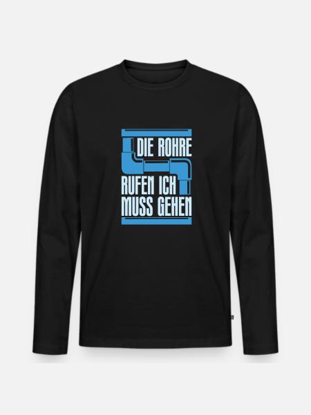Rohrleitungsbauer Witzig - Männer Premium Bio Langarmshirt - Schwarz