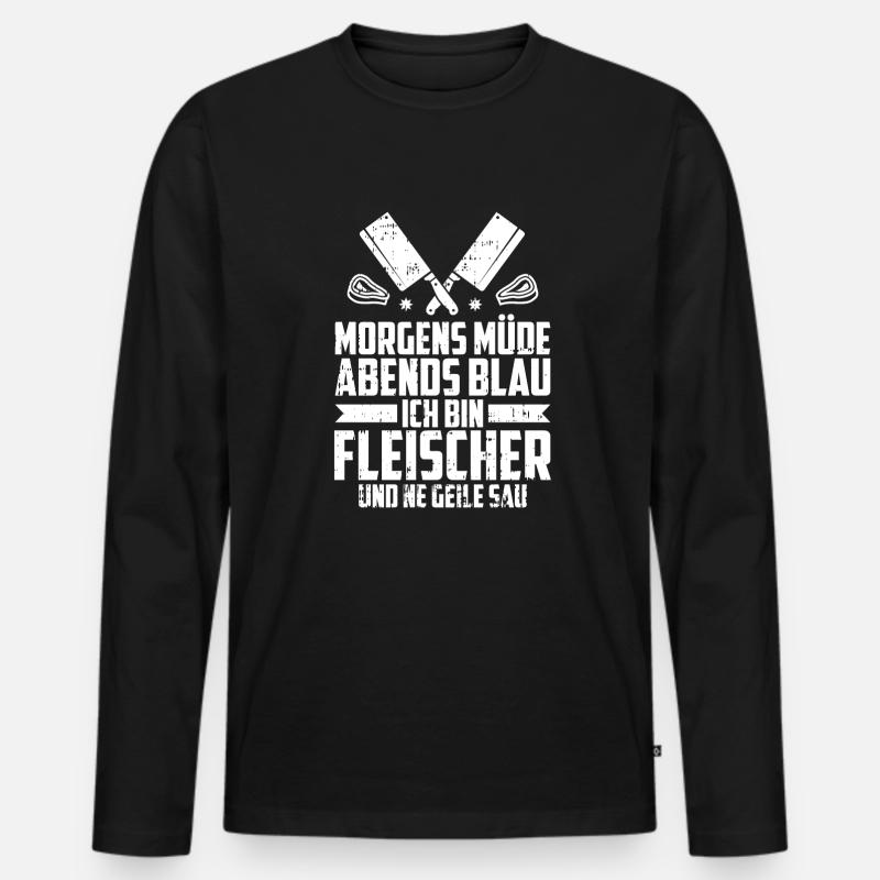 Fleischer Metzger Schlachter - Männer Premium Bio Langarmshirt - Schwarz