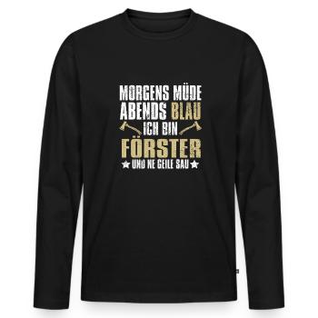 Holzhacker Forstarbeiter Holzfäller - Männer Premium Bio Langarmshirt - Schwarz - Vorne - Nico (187cm)