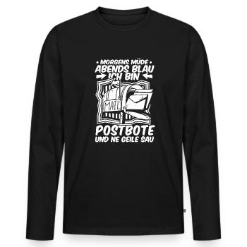 Postbote Briefträger Morgens Mde Abends Blau - Männer Premium Bio Langarmshirt - Schwarz - Vorne - Nico (187cm)