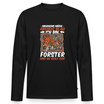 Förster Morgens Mde Abends Blau - Männer Premium Bio Langarmshirt - Schwarz - Vorne - Nico (187cm)
