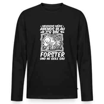Förster Morgens Mde Abends Blau - Männer Premium Bio Langarmshirt - Schwarz - Vorne - Nico (187cm)