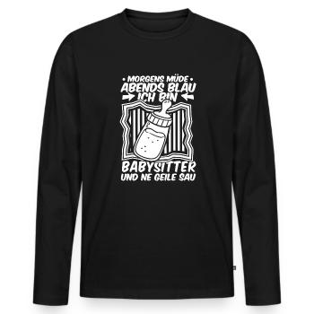 Babysitter Morgens Mde Abends Blau - Männer Premium Bio Langarmshirt - Schwarz - Vorne - Nico (187cm)