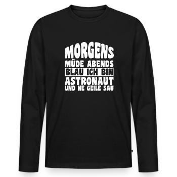 Astronaut Raumfahrer Kosmonaut Lustig - Männer Premium Bio Langarmshirt - Schwarz - Vorne - Nico (187cm)