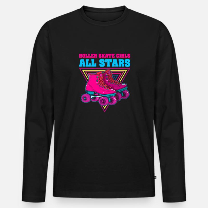 Rollschuhe Rollschuhlaufen Mädchen - Männer Premium Bio Langarmshirt - Schwarz