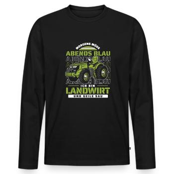 Bauer Landwirt Morgens Mde Abends Blau - Männer Premium Bio Langarmshirt - Schwarz - Vorne - Nico (187cm)