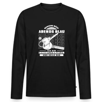 Immobilienmakler Morgens Mde Abends Blau - Männer Premium Bio Langarmshirt - Schwarz - Vorne - Nico (187cm)