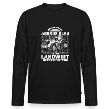 Bauer Landwirt Morgens Mde Abends Blau - Männer Premium Bio Langarmshirt - Schwarz - Vorne - Nico (187cm)