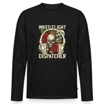 Crâne du centre de contrôle des appels d’urgence - T-shirt manches longues Premium bio Homme - noir - Devant - Nico (187cm)