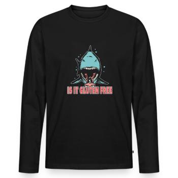 Glutenfrei - Männer Premium Bio Langarmshirt - Schwarz - Vorne - Nico (187cm)