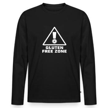 Glutenfrei - Männer Premium Bio Langarmshirt - Schwarz - Vorne - Nico (187cm)