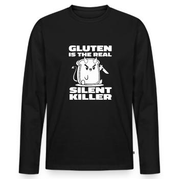 Glutenfrei Witzig - Männer Premium Bio Langarmshirt - Schwarz - Vorne - Nico (187cm)