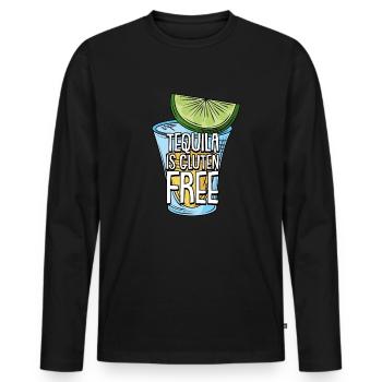 Gluten Free Tequila - Men's Premium Organic Long Sleeve Shirt - black - Front - Nico (187cm)