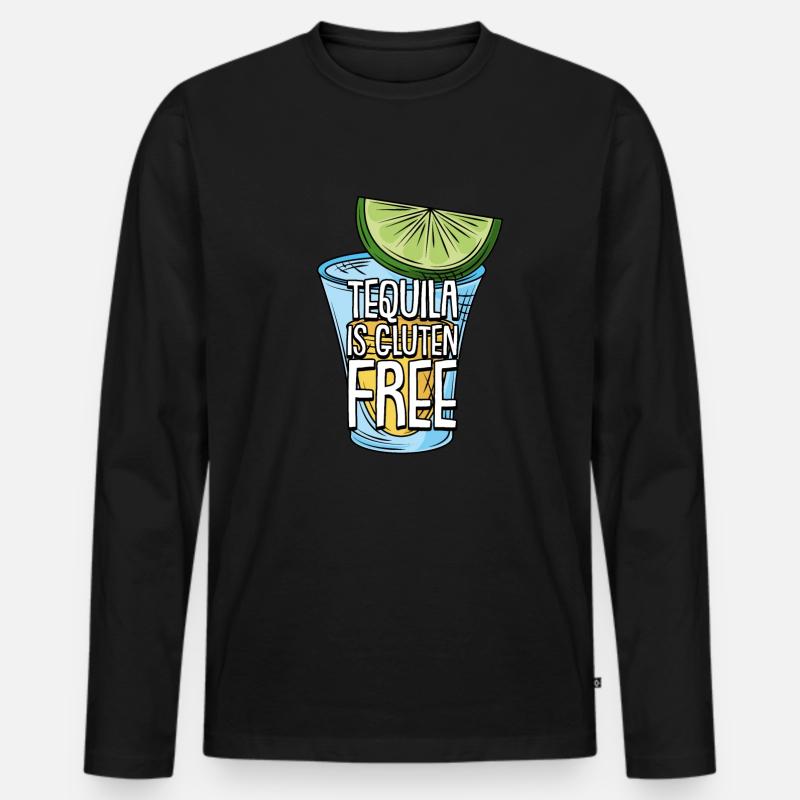 Glutenfrei Tequila - Männer Premium Bio Langarmshirt - Schwarz