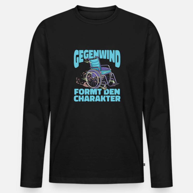 Rollstuhl Rollstuhlfahrer Witzig - Männer Premium Bio Langarmshirt - Schwarz