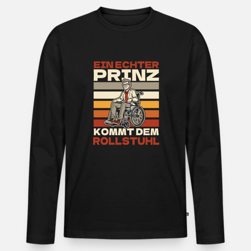 Rollstuhl Rollstuhlfahrer - Männer Premium Bio Langarmshirt - Schwarz