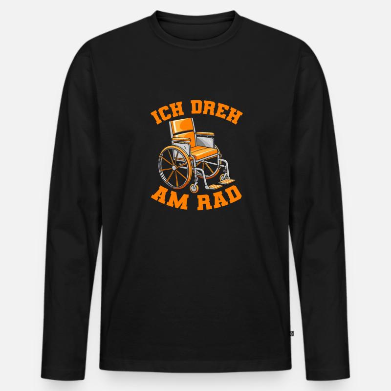 Rollstuhl Rollstuhlfahrer Lustig - Männer Premium Bio Langarmshirt - Schwarz
