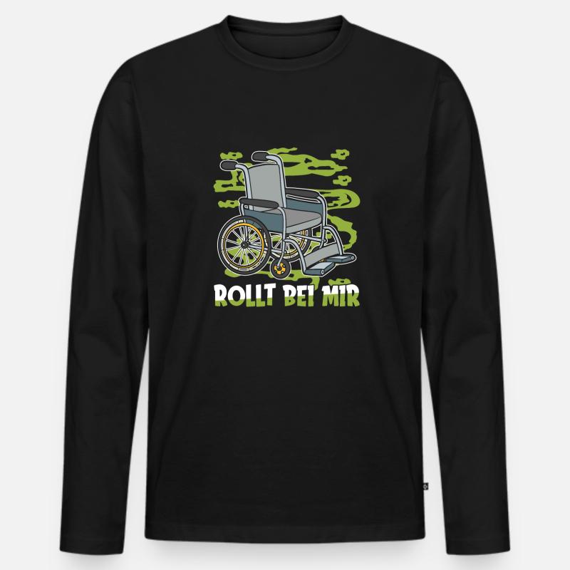 Rollstuhl Rollstuhlfahrer - Männer Premium Bio Langarmshirt - Schwarz