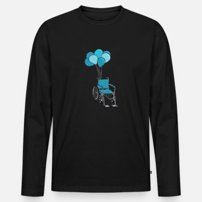 Rollstuhl Rollstuhlfahrer Ballons - Männer Premium Bio Langarmshirt - Schwarz