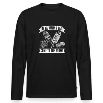 Corndog de rue - T-shirt manches longues Premium bio Homme - noir - Devant - Nico (187cm)