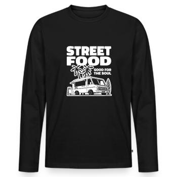 Cuisine de rue drôle - T-shirt manches longues Premium bio Homme - noir - Devant - Nico (187cm)
