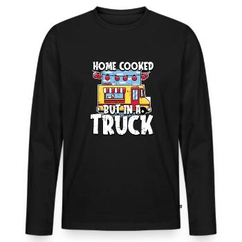 Cuisine de rue drôle - T-shirt manches longues Premium bio Homme - noir - Devant - Nico (187cm)