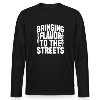 Corndog de rue - T-shirt manches longues Premium bio Homme - noir - Devant - Nico (187cm)
