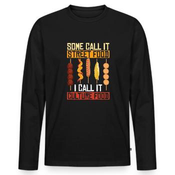 Corndog de rue - T-shirt manches longues Premium bio Homme - noir - Devant - Nico (187cm)