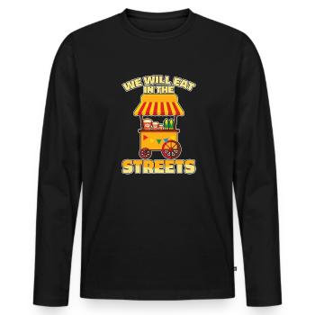 Cuisine de rue drôle - T-shirt manches longues Premium bio Homme - noir - Devant - Nico (187cm)