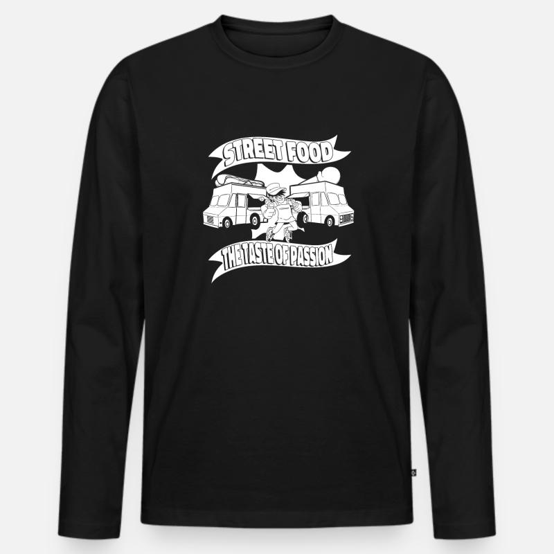 Straßenessen - Männer Premium Bio Langarmshirt - Schwarz
