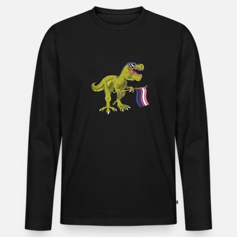 Genderfluide Dino - Männer Premium Bio Langarmshirt - Schwarz