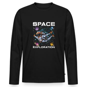 Colonisation de l’espace - T-shirt manches longues Premium bio Homme - noir - Devant - Nico (187cm)