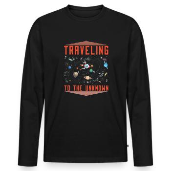Voyage spatial Colonisation de l’espace - T-shirt manches longues Premium bio Homme - noir - Devant - Nico (187cm)