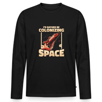 espace, espace, fusée, colonisation de l’espace - T-shirt manches longues Premium bio Homme - noir - Devant - Nico (187cm)