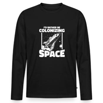 espace, espace, fusée, colonisation de l’espace - T-shirt manches longues Premium bio Homme - noir - Devant - Nico (187cm)