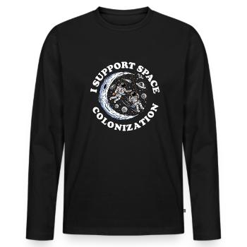 Colonisation spatiale - T-shirt manches longues Premium bio Homme - noir - Devant - Nico (187cm)