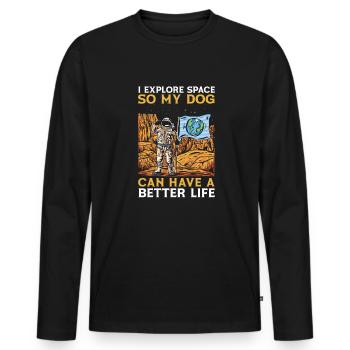 Espace Chien de l’espace Colonisation de l’espace - T-shirt manches longues Premium bio Homme - noir - Devant - Nico (187cm)