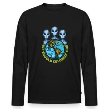 espace, espace, extraterrestres, colonisation de l’espace - T-shirt manches longues Premium bio Homme - noir - Devant - Nico (187cm)