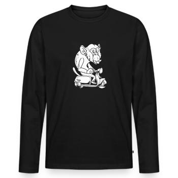 Motorroller Affe - Männer Premium Bio Langarmshirt - Schwarz - Vorne - Nico (187cm)